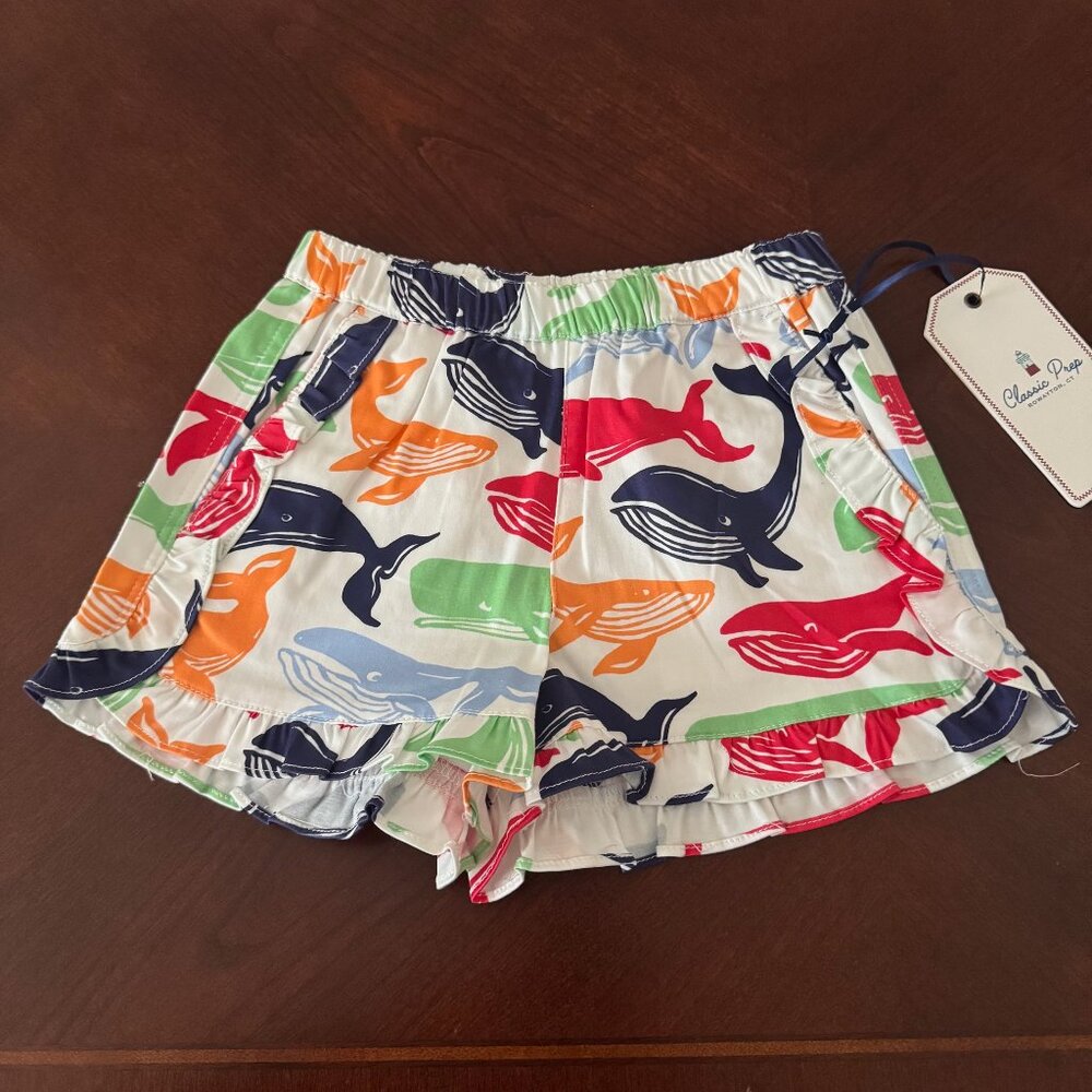 New Classic Prep Girls Milly Shorts Whale Watch Print Size XS Extra Small